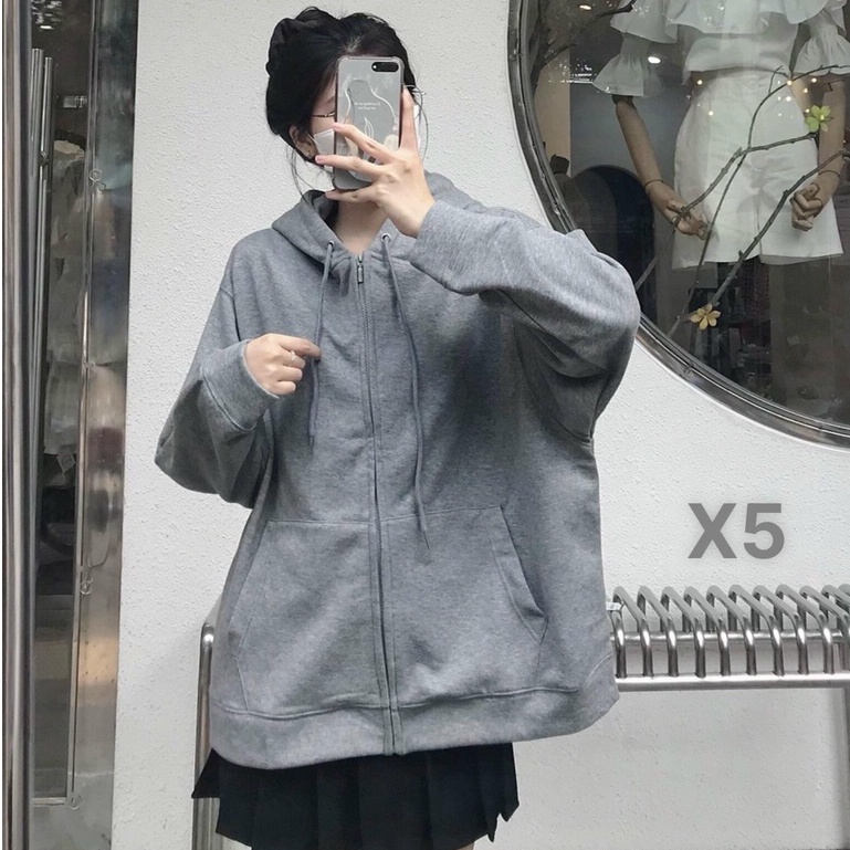 Áo Khoác Hoodie Zip Tay Phồng Trơn - Nabishop1234 Mã AK015 ( ẢNH THẬT)