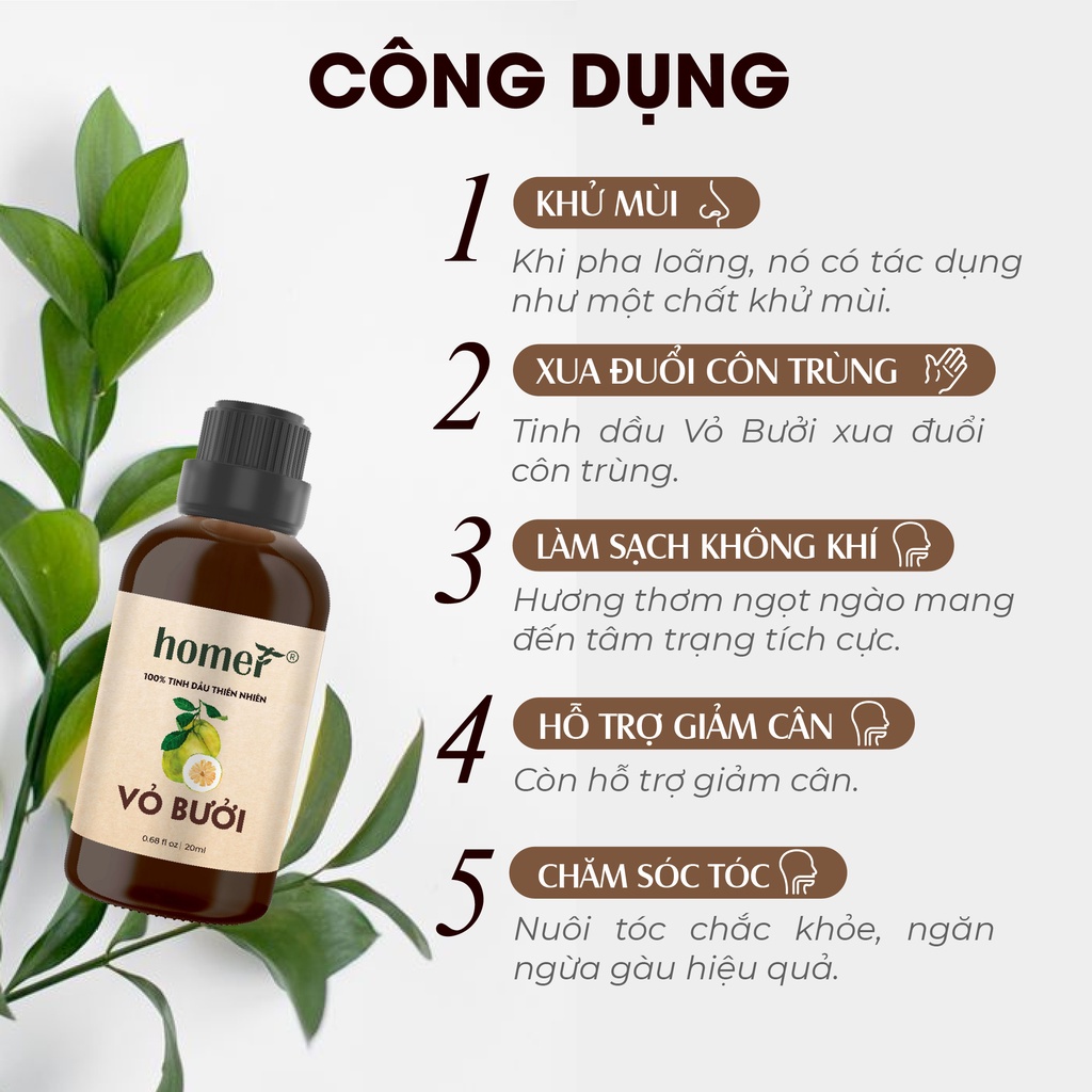 Combo 2 tinh dầu Vỏ Bưởi Homer 20ml/chai