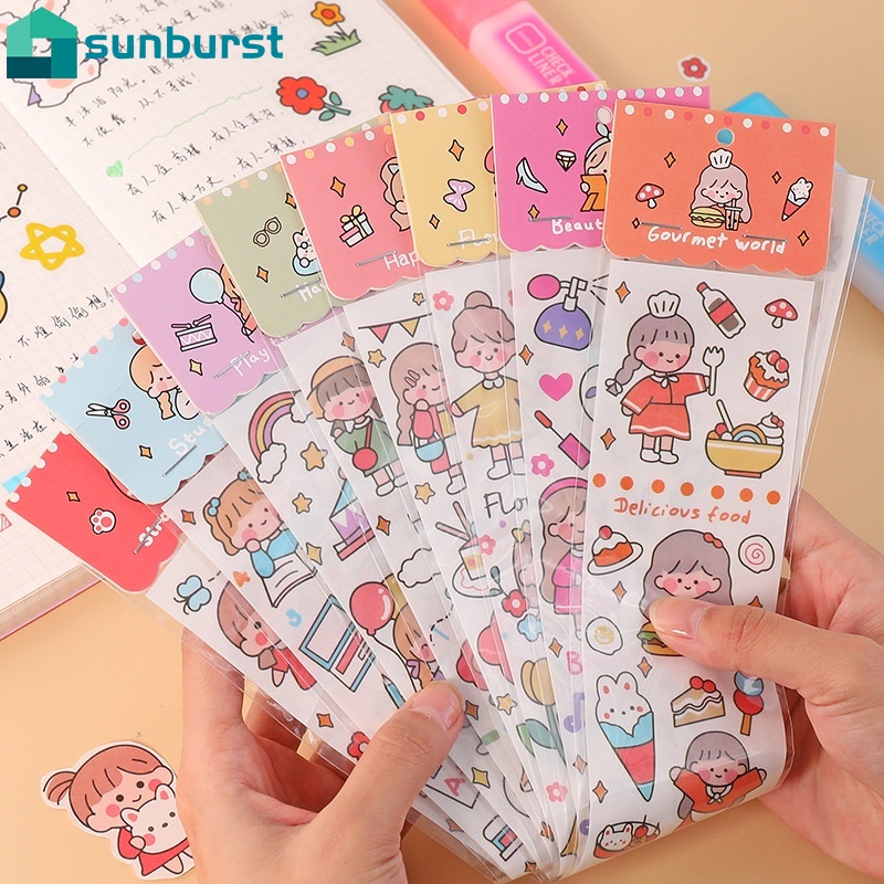 Set 1/3 cuộn băng keo giấy họa tiết hoạt hình dễ thương trang trí sổ tay