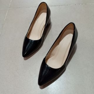 Giày da mềm trơn gót vuông 5p(ảnh thật)