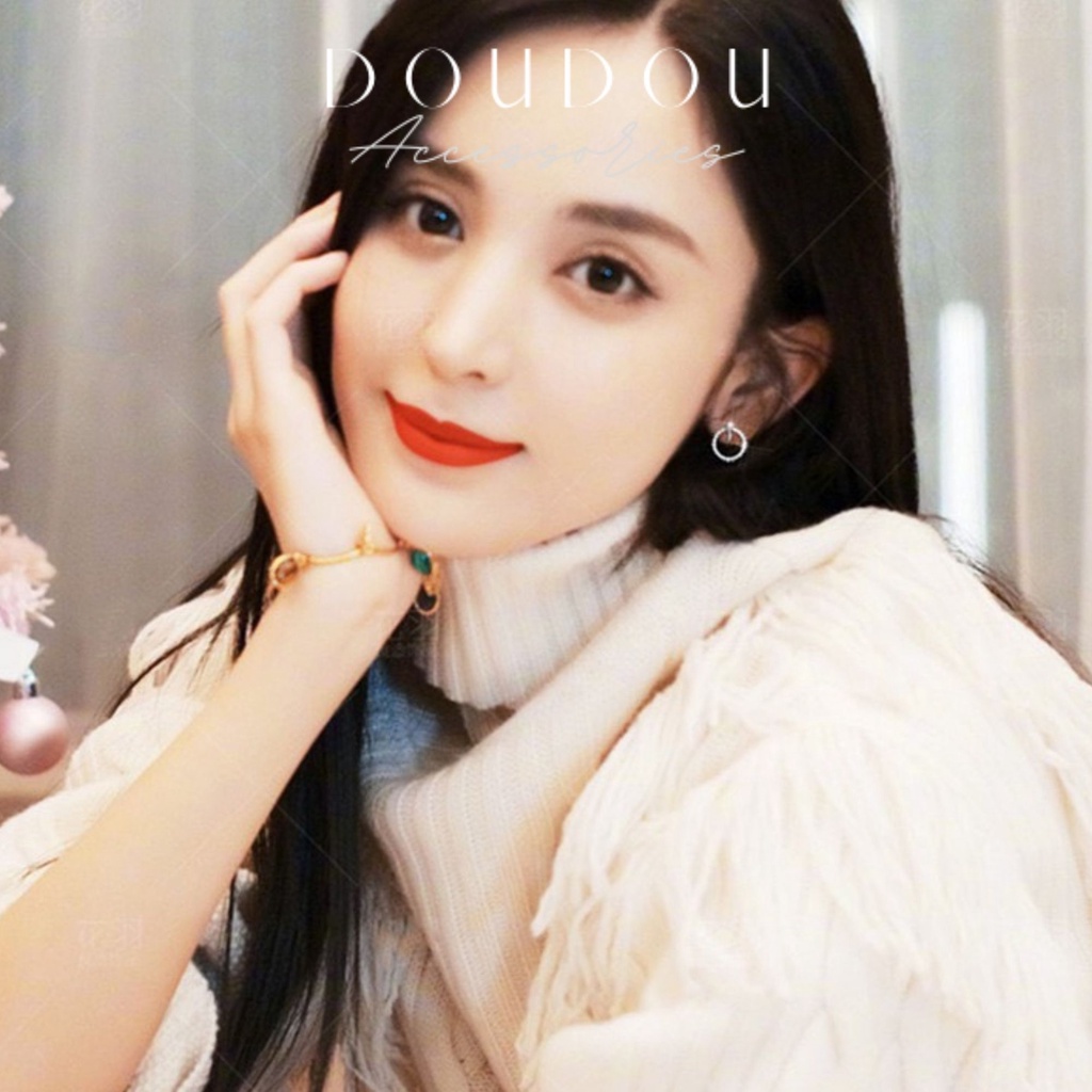 Bông tai nữ tròn DOUDOU Bông tai của các nữ thần tượng khuyên tai tròn hot trend EH017