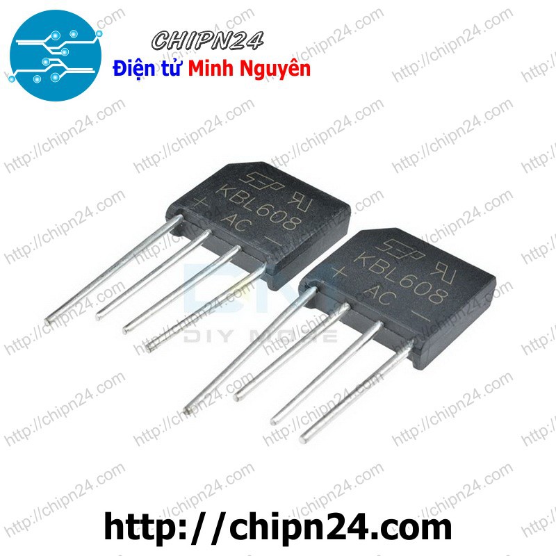[2 CON] Cầu Diode KBL608 6A 800V (6A dẹt)