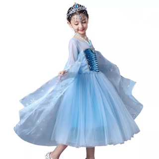 Váy Elsa chất cao cấp cho bé gái tặng kèm giầy nhựa Elsa ( coi kĩ ảnh thật phía cuối )