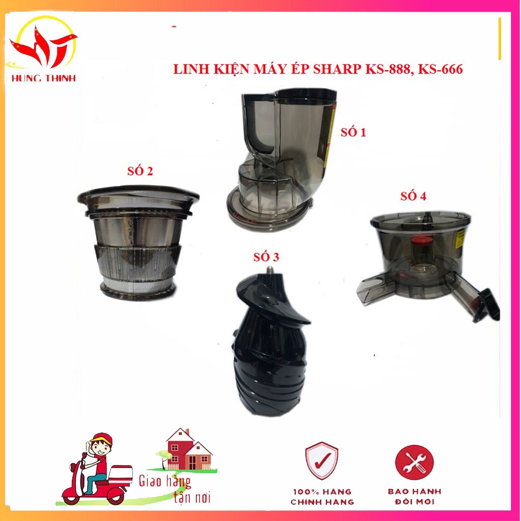 Lưới lọc, ống nhồi, cốc 2 vòi, trục xoắn máy ép chậm sharp ks888 ks-888 và ks666 ks-666 chính hãng