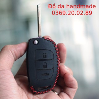 Bao da chìa khóa Hyundai Accent, I10 da bò handmade