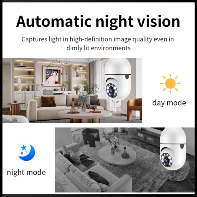 Camera Giám Sát Zevaret E27 1080p Kết Nối Wifi Tự Động Theo Dõi Sức Khỏe Tầm Nhìn Ban Đêm 4x Hình Bóng Đèn
