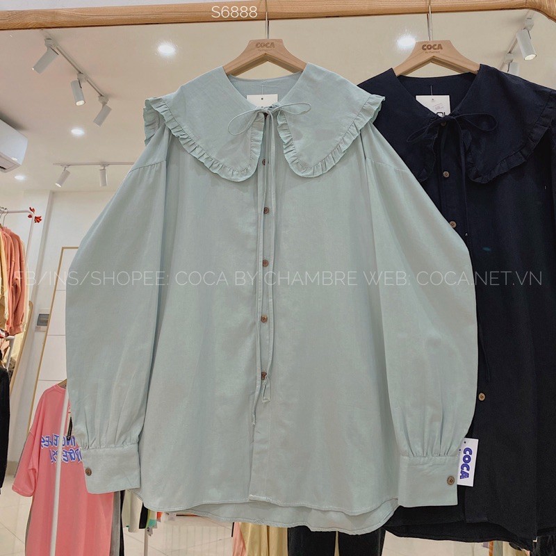 [Mã WASKT304 giảm 15% tối đa 30K đơn 99K] [S6888]⛈ Áo sơ mi cổ bèo thắt nơ form thụng dấu quần (Có sẵn/ảnh thật) | BigBuy360 - bigbuy360.vn