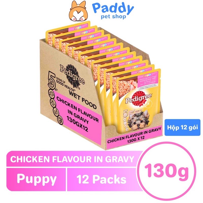 Bộ 12 túi thức ăn chó con dạng sốt pedigree 130g