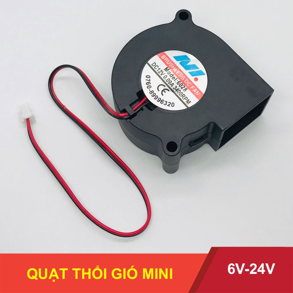 Quạt thổi gió mini motor không chổi than 6V - 24V chạy êm thuổi thọ cao - LK0180