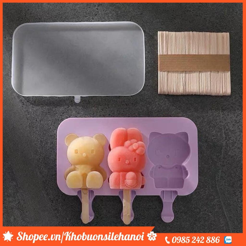 Khuôn Kem Khuôn Thạch Silicon Đa Năng_KÈM 100 QUE