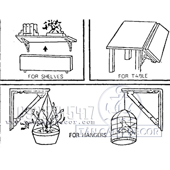 Bộ ke gập sắt sơn tĩnh điện 20×20 cm - A050057