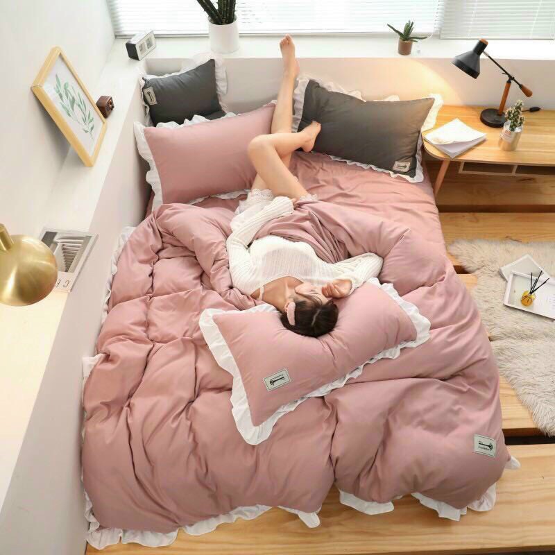 Bộ chăn ga Cotton Tici bèo dài M2T bedding chăn ga Hàn Quốc đủ màu đủ size miễn phí bo chun