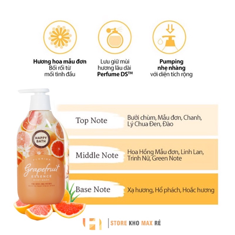 Sữa Tắm Happy Bath Essence Body Wash Hàn Quốc 900ml