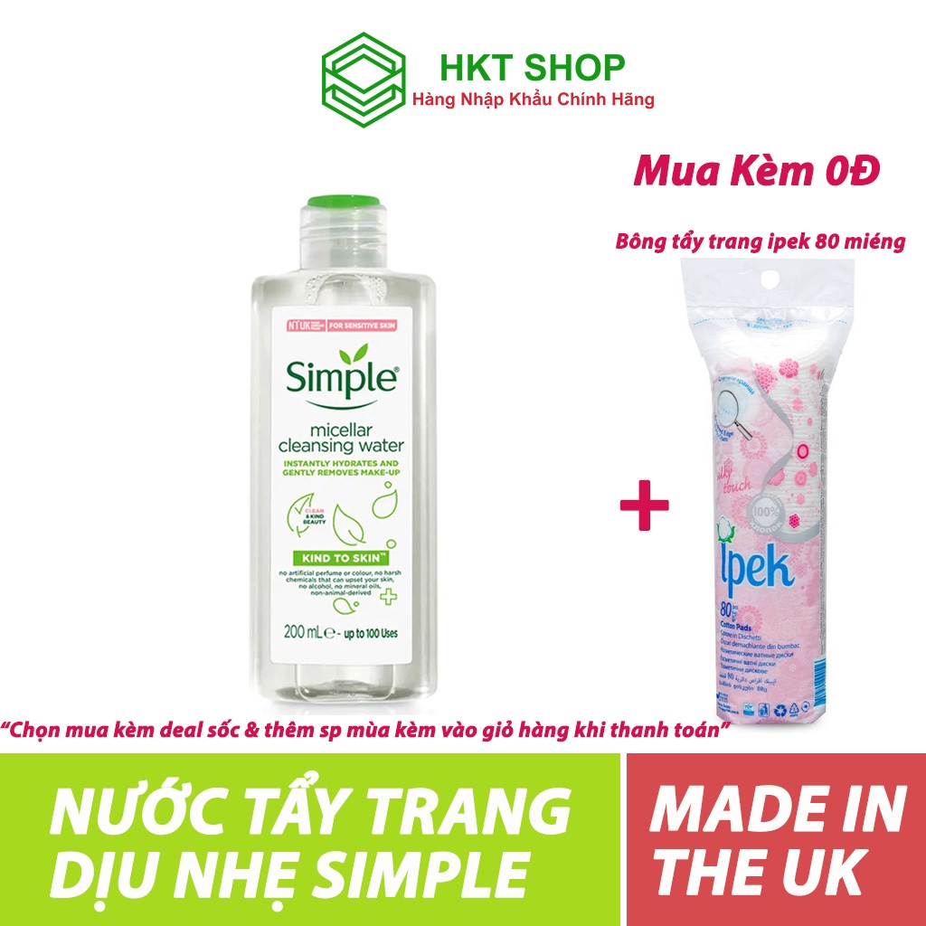 Nước Tẩy Trang Simple Micellar Cleansing Water 200Ml - HKT Shop