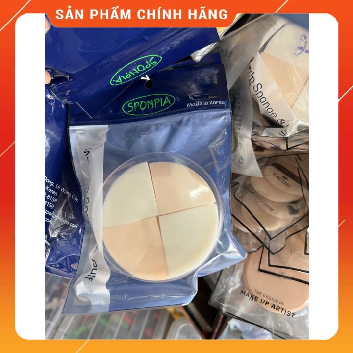 Hộp‎ bông phấn ướt tam giác CAO CẤP SPONPIA cái﻿ và 4 cái CHUYÊN DÁNH KEM LÓT- CHẤT BÔNG DAI MỊ  MỀM -KHÔNG BỊ HAO KEM