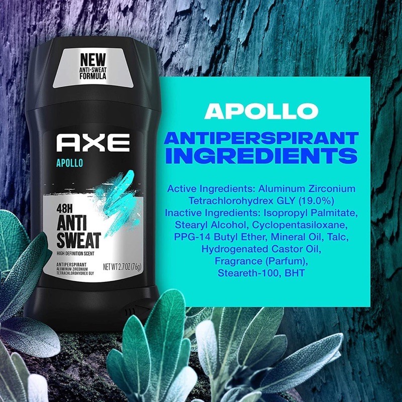 [USA] Lăn Sáp Khử Mùi Nam Axe 76g ( sáp trắng ) Apollo | Dark Temptation | Ngăn mồ hôi trong 48giờ