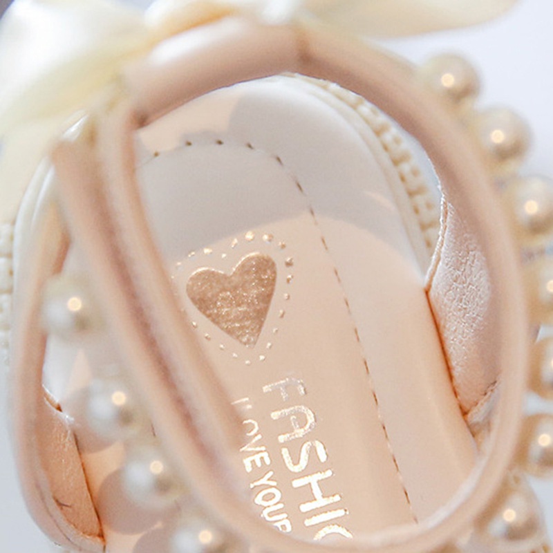 Sandal Đế Mềm Đính Nơ Và Ngọc Trai Cho Bé Gái
