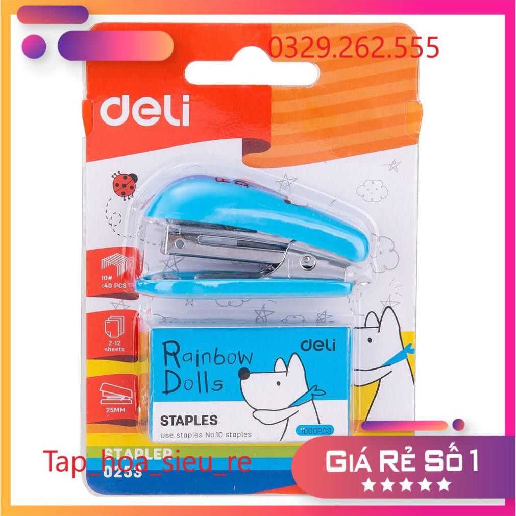 (Rẻ Vô địch) Dập ghim mini Deli , Đính kèm 1000 chiếc ghim 12 trang E0253