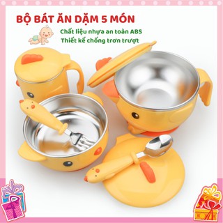 Bộ bát ăn dặm 5 món goryeo baby hàn quốc cao cấp: giữ nhiệt, chống trơn trượt, chống rơi vỡ, chống tràn