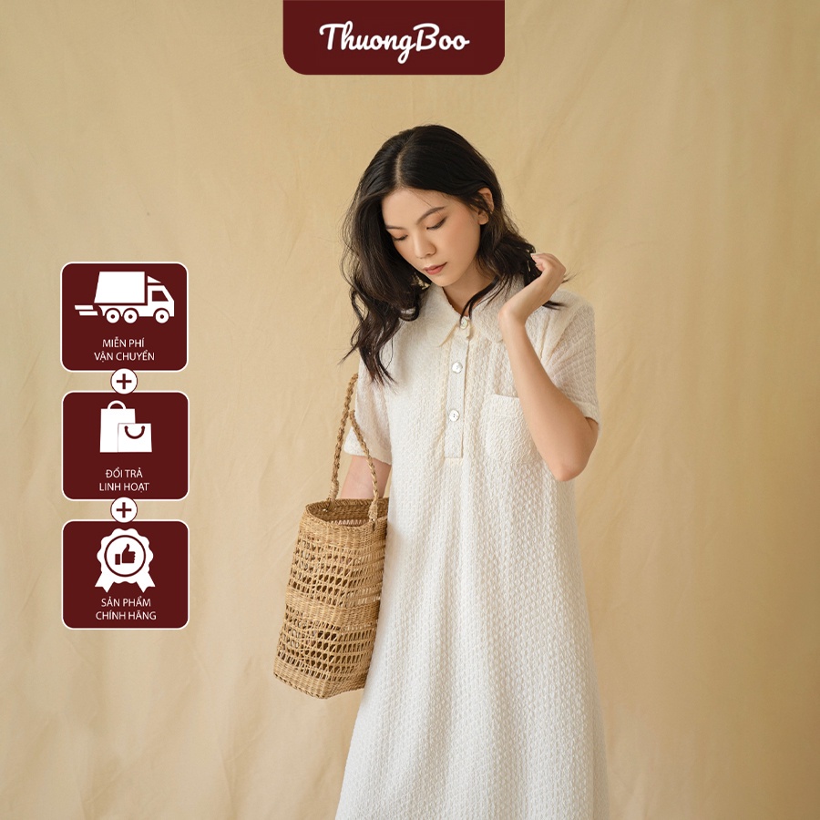Đầm Nữ Dài Thiết Kế Cổ Sơ Mi Dáng Suông Thuongboo Chất Liệu Thun Xốp Hàn Phù Hợp Đi Chơi Đi Du Lịch - Poppy Dress