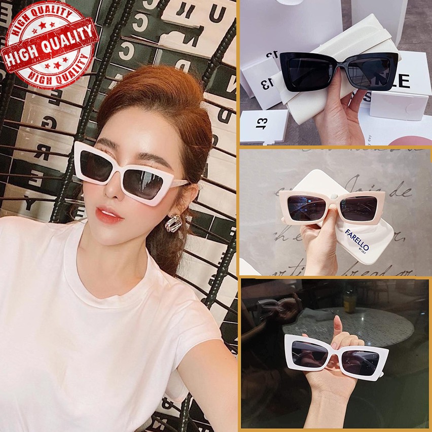 Kính Mắt Mèo❤️Kính Mát Nữ Đi Biển Form Vuông Màu Trắng Siêu Xinh Phong Cách Thời Trang Hàn Quốc Chống Tia UV [Mẫu Hot] | BigBuy360 - bigbuy360.vn