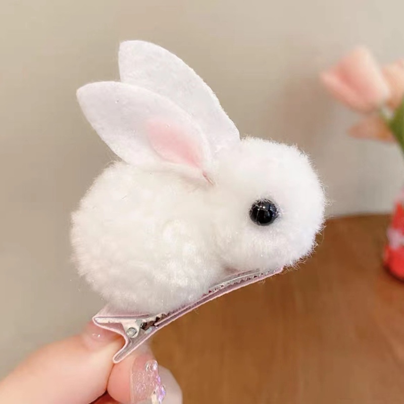 Kẹp Tóc Đuôi Ngựa Hình Thỏ Hoạt Hình Ba Chiều Bằng Kim Loại Màu Kẹo Dễ Thương