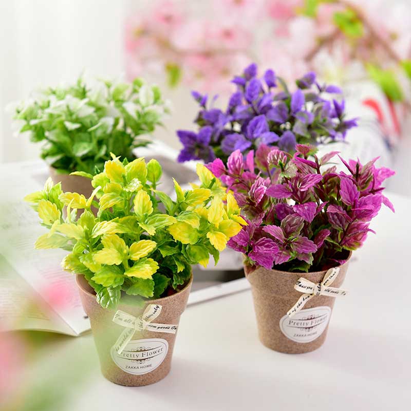 Chậu hoa nhân tạo trang trí nội thất xinh xắn