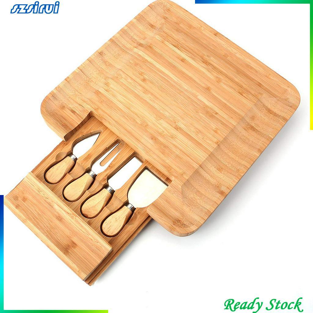 Bảng Phô Mai Bằng Gỗ Tre Độc Đáo Kèm Khay Phục Vụ