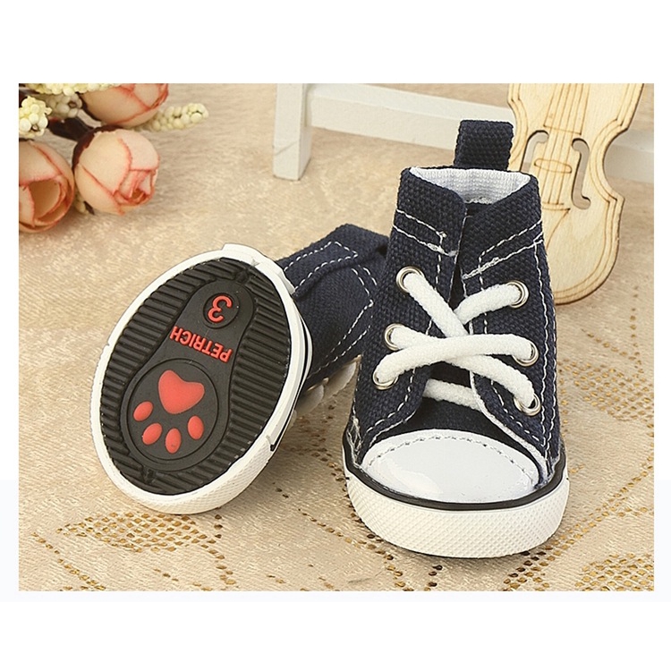 Set 4 chiếc giày vải denim chống trượt cho chó cưng