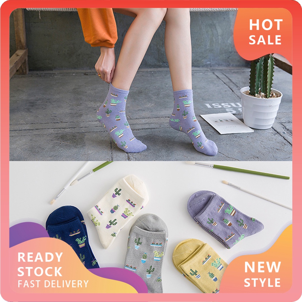 1 Đôi Tất Nữ In Hình Cây Xương Rồng Thời Trang