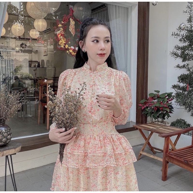 ĐẦM VOAN HOA CỔ TRỤ 2 MÀU 270k
