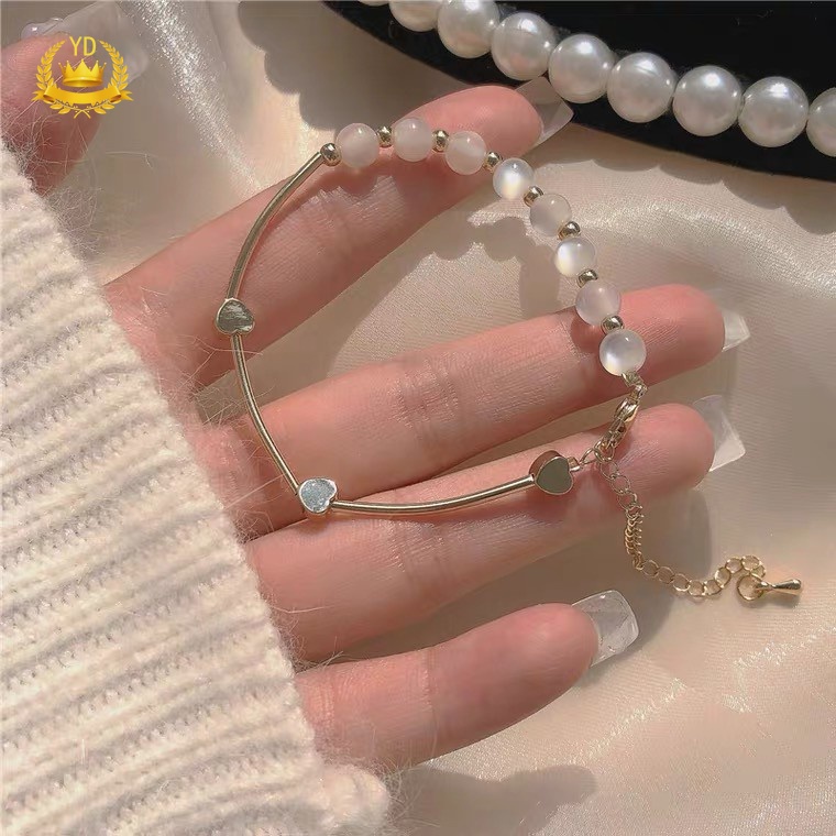 Vòng Đeo Tay Ngọc Trai Bằng Kim Loại Mạ Vàng Sành Điệu Cho Nữ