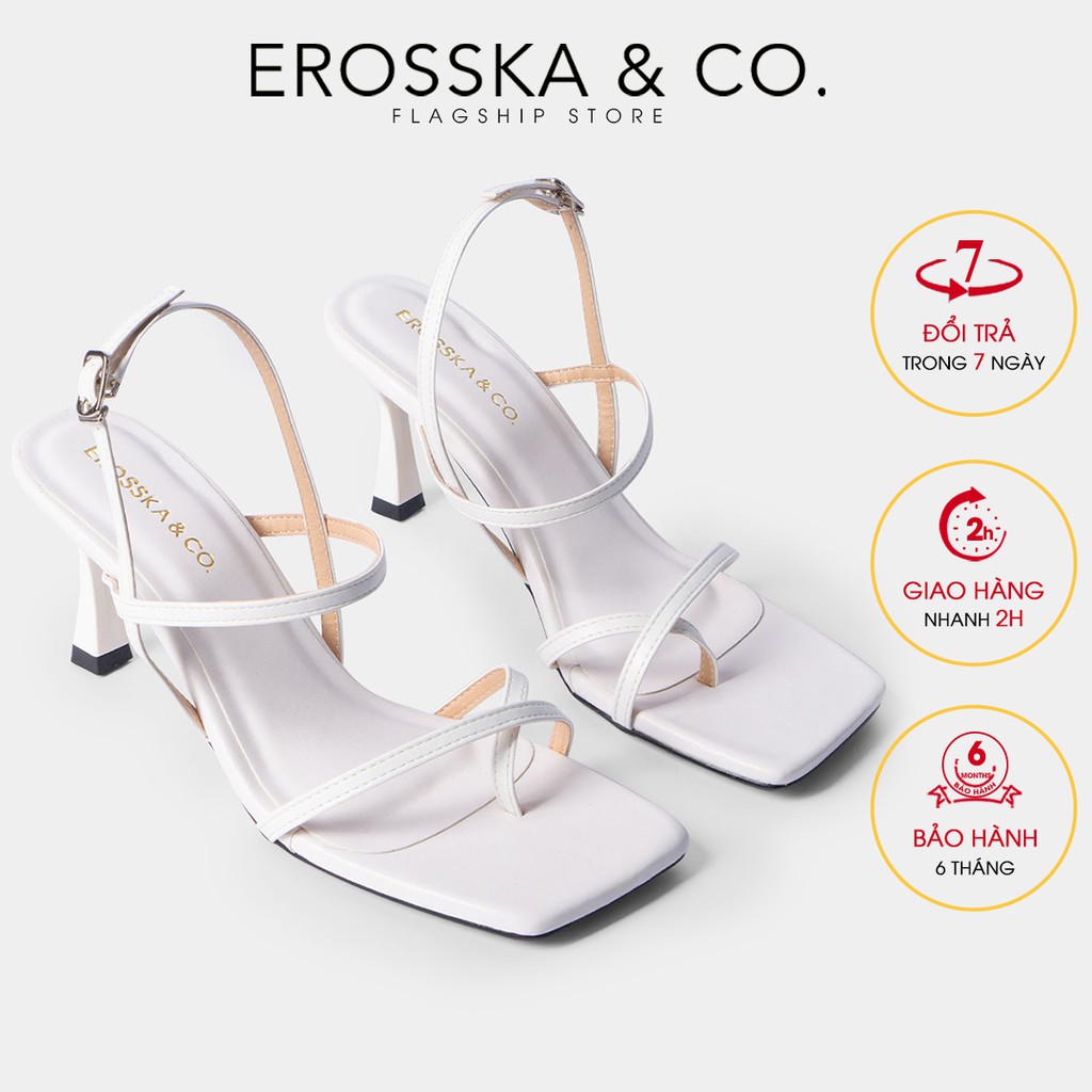 Giày cao gót Erosska phối dây xỏ ngón cao 7cm màu trắng _ BM004