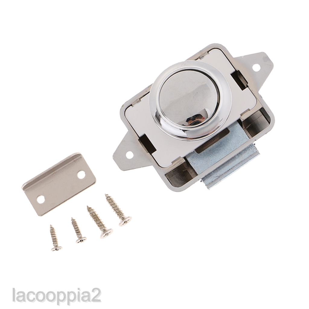 Push Button Catch Lock Latch Knob Motorhome Home Cupboard Drawer Sliver