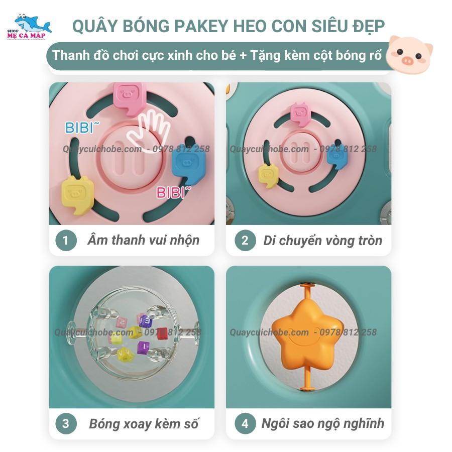 Quây cũi nhựa Pakey Heo TẶNG 100 BÓNG VÀ GIỎ, cũi quây nhựa bản nâng cấp mới nhất siêu dày