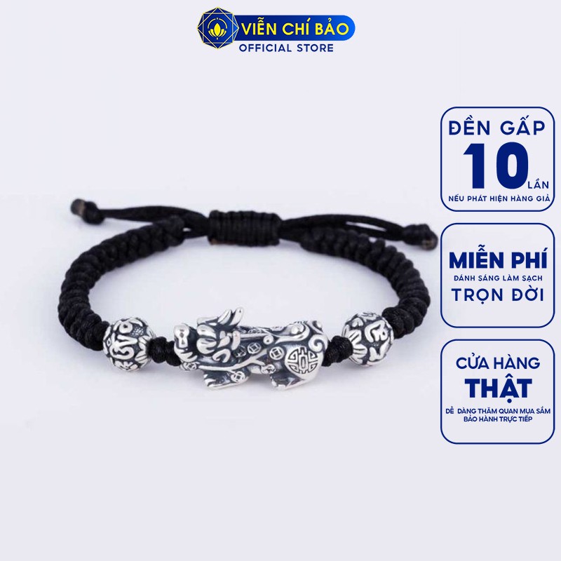Vòng tay Tỳ Hưu Thiên Lộc mix lục tự minh chú chất liệu bạc Thái 925 thời trang phụ kiện trang sức Viễn Chí Bảo L100219