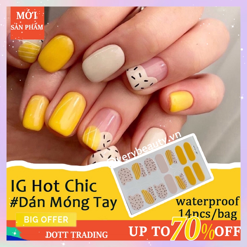 Set 14 Hình Dán Trang Trí Móng Tay Chống Thấm Nước Họa Tiết Hoạt Hình