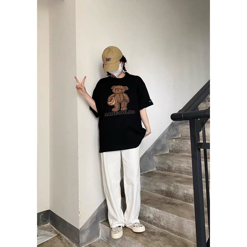 Áo Thun Tay Lỡ Hình Gấu Bóng Chày 100% Cotton, Áo Phông Rộng Mẫu Mới 2022 𝘽𝙮.𝘾𝙖𝙢𝙘𝙖𝙢