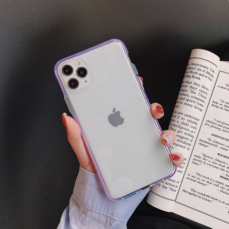 Ốp lưng điện thoại in hoạt hình 5 Colors Two-Color Transparent Anti-Fall cho Compatible for iPhone 11 Pro X XR XS Max 6 6S 7 8 Plus