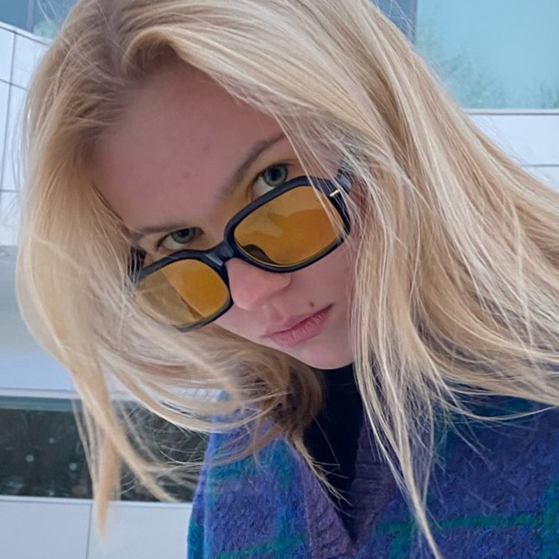 Kính Mát Gọng Chữ Nhật Phong Cách Retro Phương Tây Cho Nữ