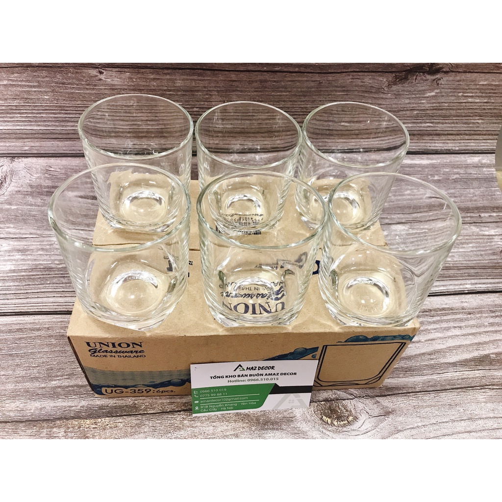 Bộ 6 cốc ly thủy tinh Thai Lan UG359 225ml đế khía lùn giá rẻ siêu chất lượng