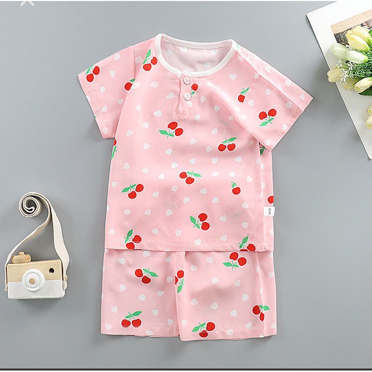 Bộ đồ ngủ trẻ em cotton lụa cho bé trai bé gái từ 1 - 3 tuổi