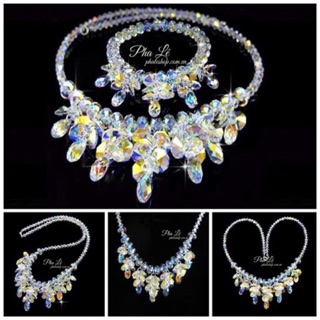 Vòng Cổ Pha Lê Mặt Tua Giọt Nước Được Thiết Kế Từ Pha Lê Swarovski