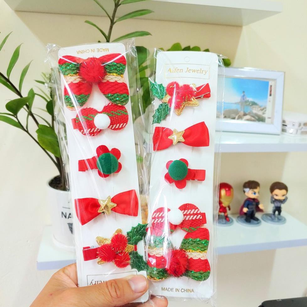 Sét 5 Kẹp Tóc Noel Siêu Đáng Yêu - vỉ 5 kẹp tóc Giáng Sinh NGU000035