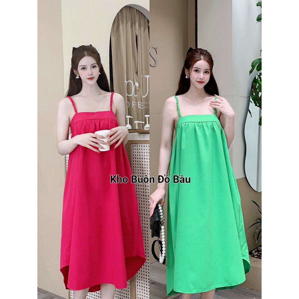 Váy bầu 2 dây thời trang cao cấp mềm mại - Đầm Maxi mặc nhà hay đi biển đều xinh V339