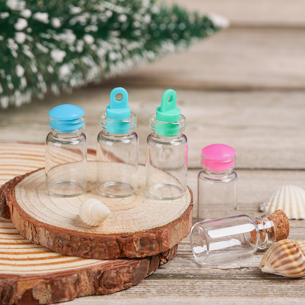 10 Lọ Thủy Tinh Mini Có Nút Bần Màu Cầu Vồng Để Trang Trí Nhà
