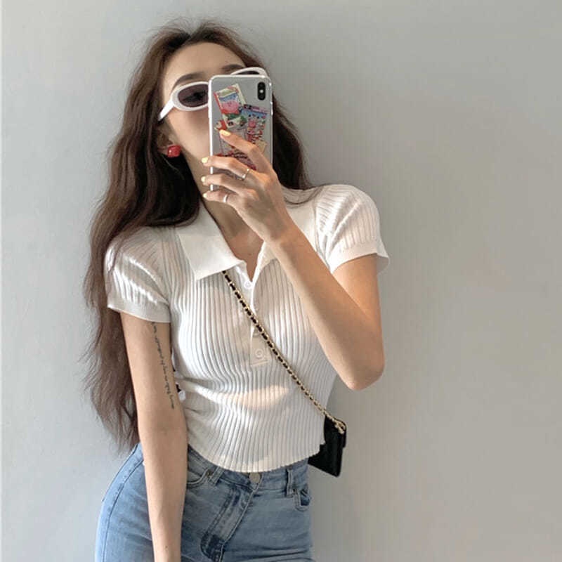 Small short-sleeved white t-shirt women's short tops women's polo shirtsblxy520.vn