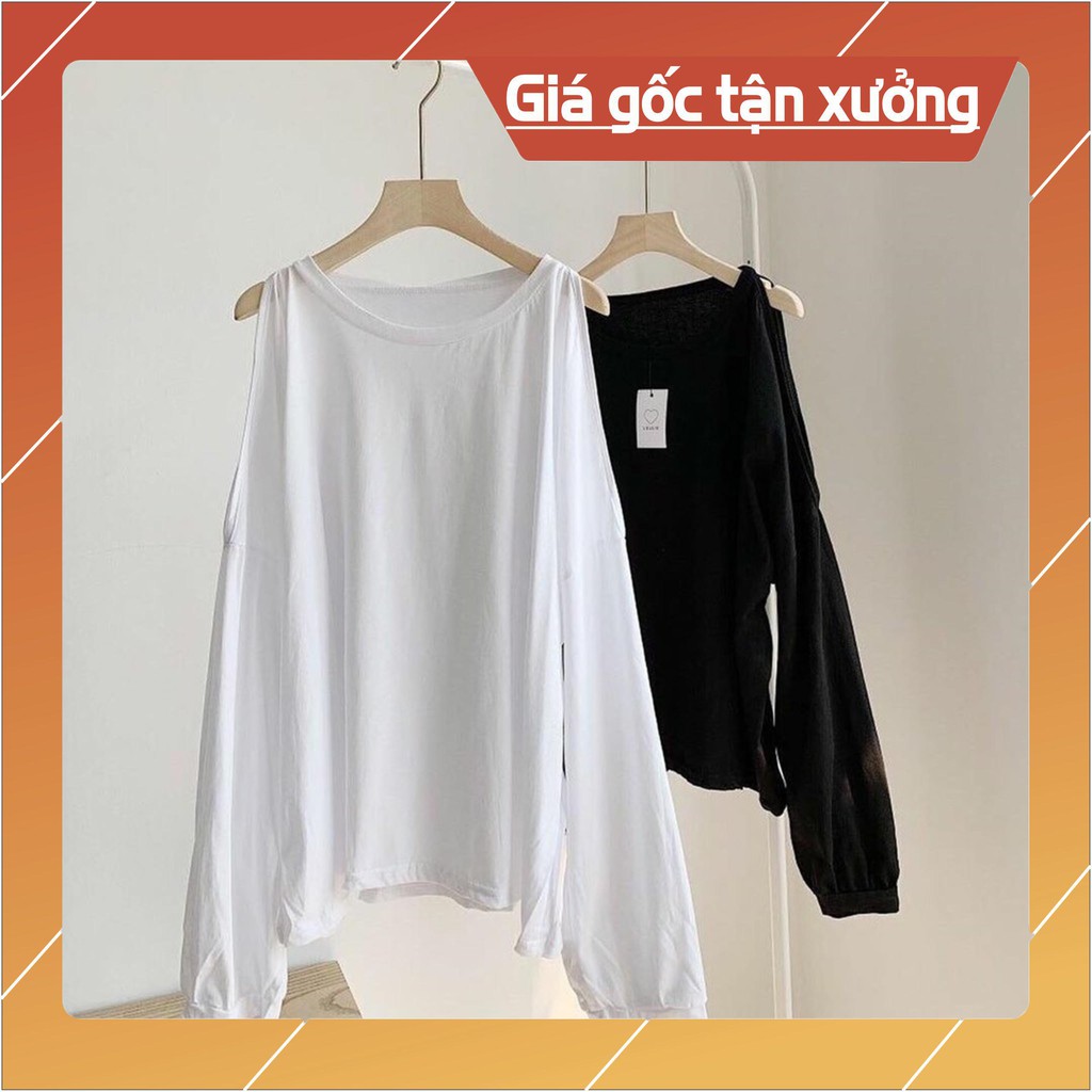 ÁO PULL TRƠN XẺ VAI TRẮNG ĐEN BASIC