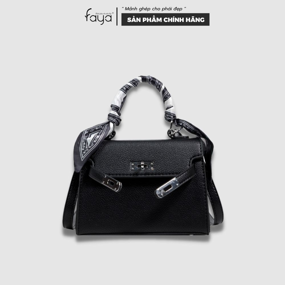 Faya - Túi quai xách đi tiệc phối khăn lụa sang trọng T1128