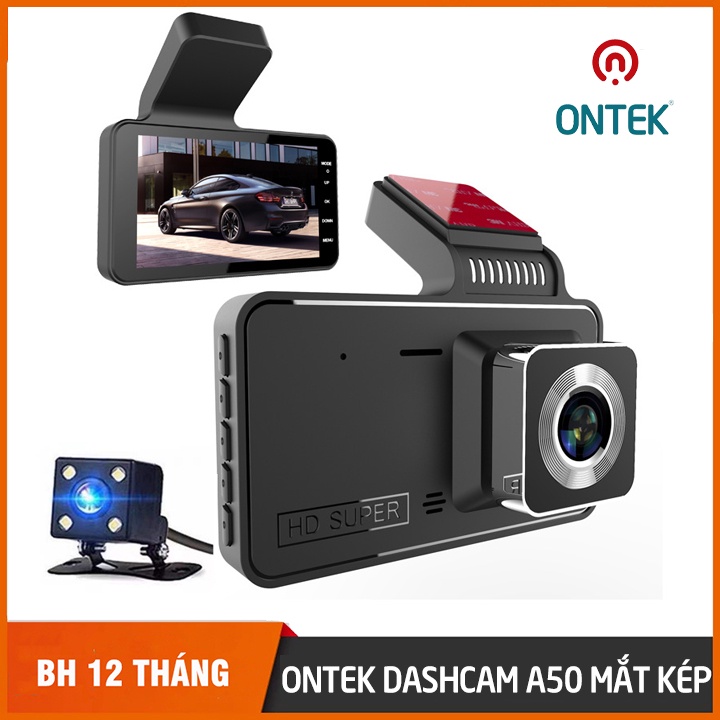 Camera hành trình ONTEK A50,màn hình 4 inch Full HD siêu nét, Chống Rung tự động-Bảo Hành 12 Tháng